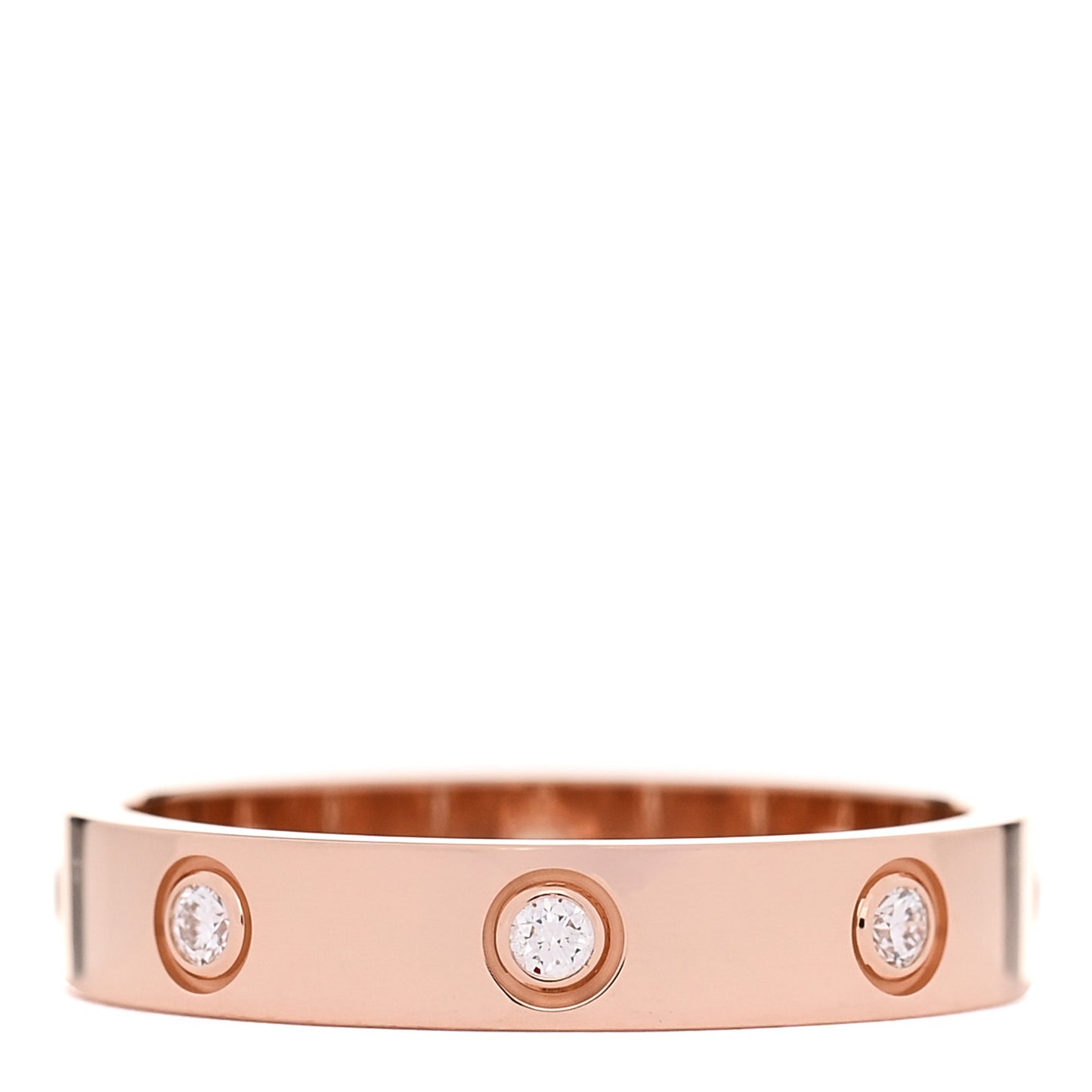 18K Pink Gold 8 Diamond 4mm LOVE Wedding Band Ring 56 7.5