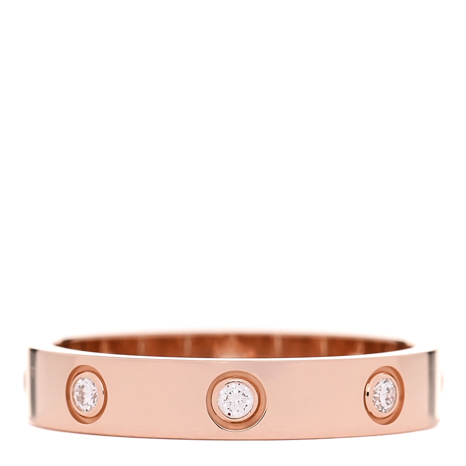 Cartier 18K Pink Gold 8 Diamond 4mm LOVE Wedding Band Ring 56 7.5 3 of 4