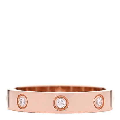 Cartier 18K Pink Gold 8 Diamond 4mm LOVE Wedding Band Ring 56 7.5 3 of 4