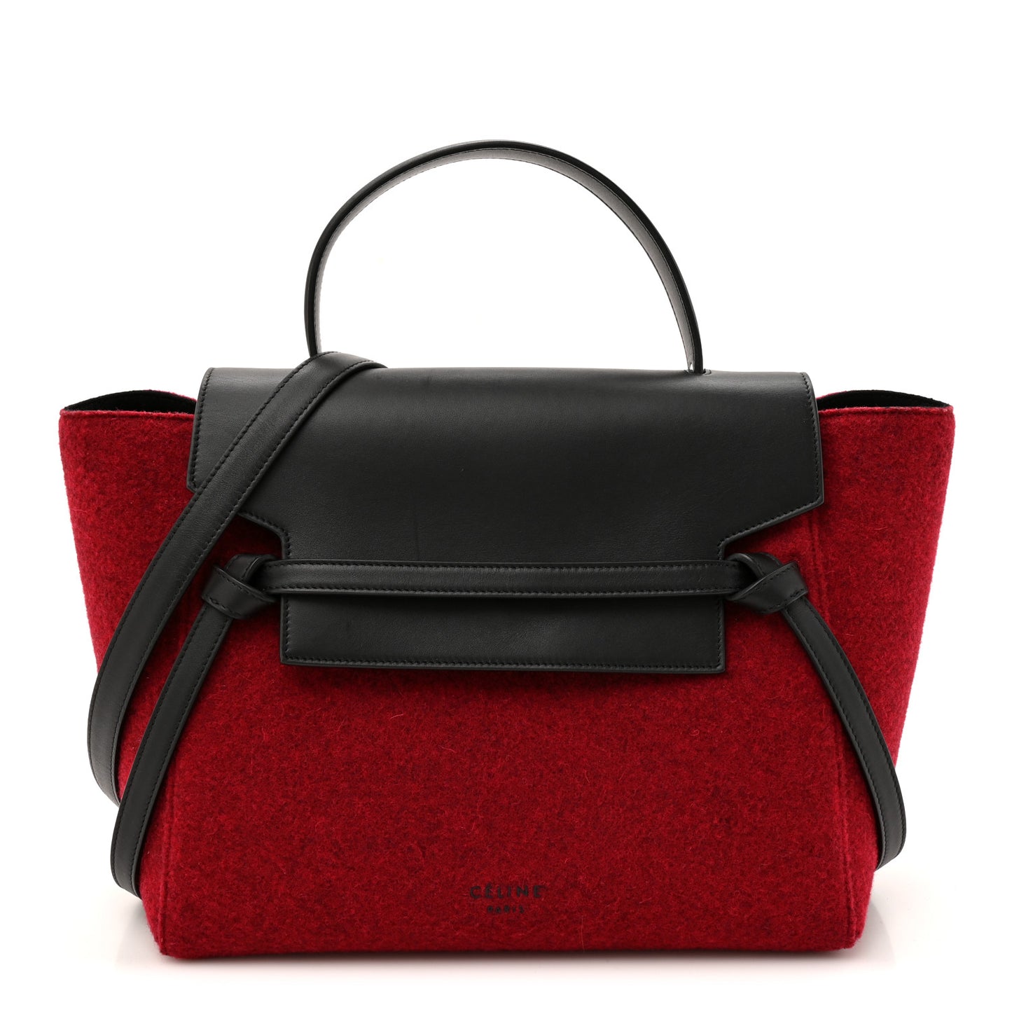 Felt Smooth Calfskin Mini Belt Bag Red