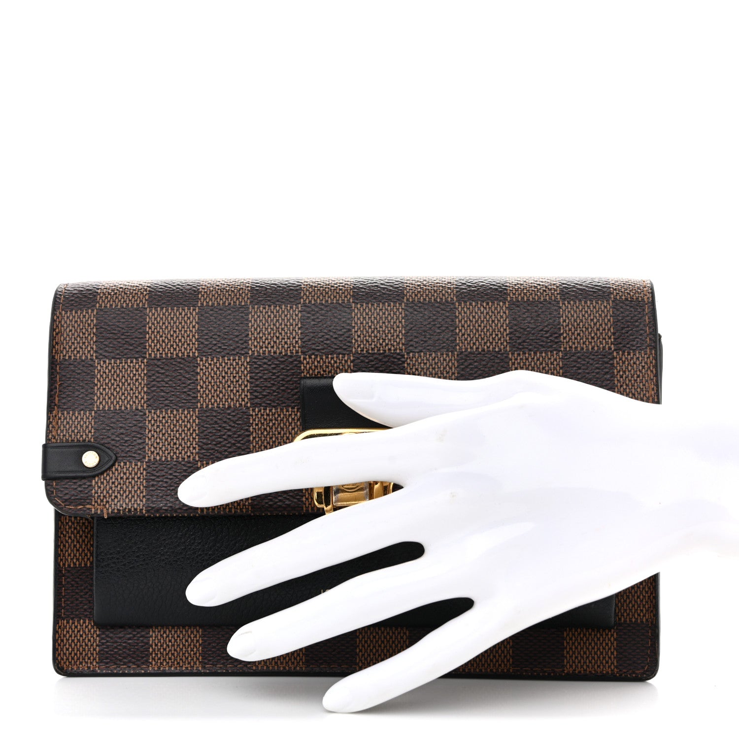 Louis Vuitton Damier Ebene Vavin Chain Wallet Black 1772289