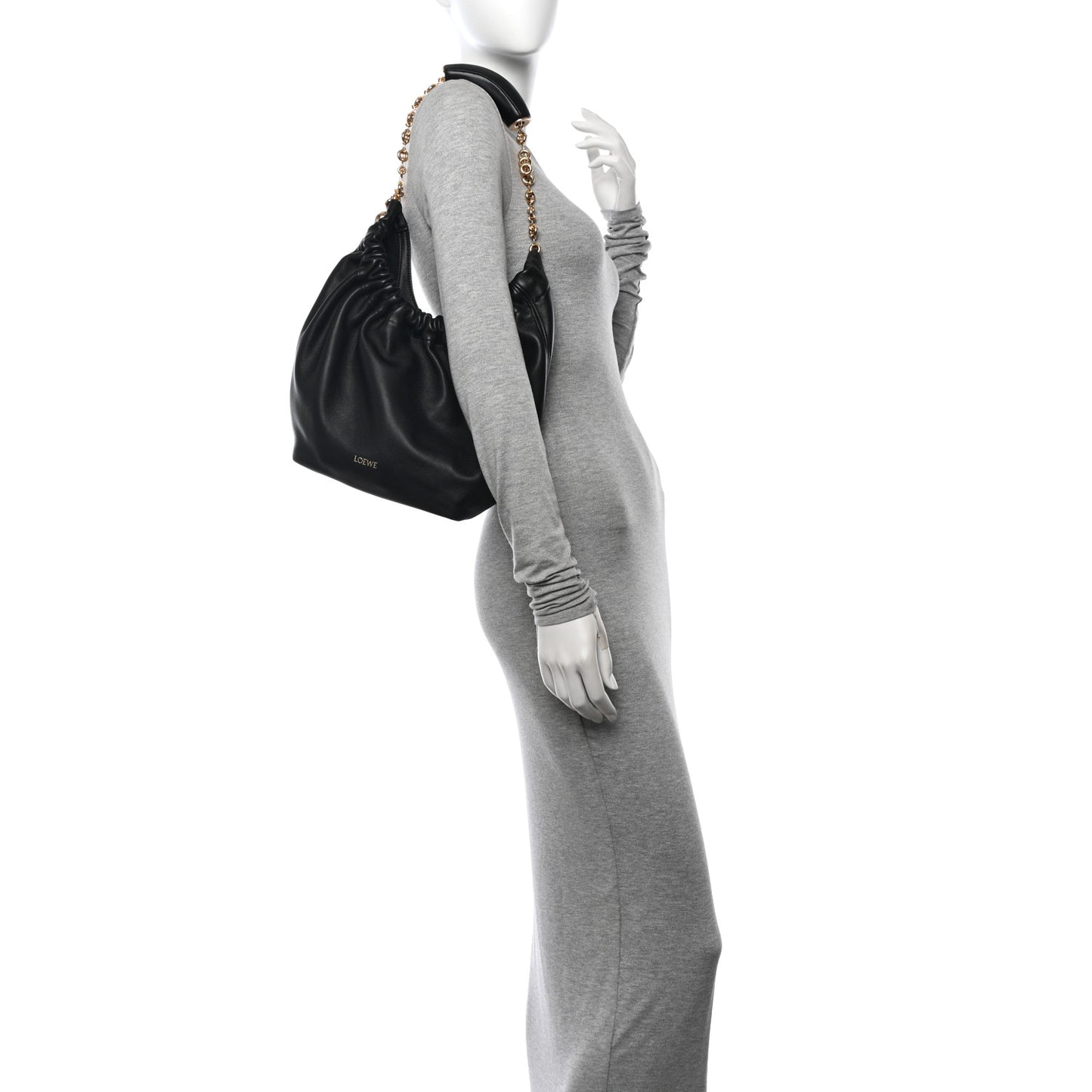 Buttery Nappa Lambskin Small Squeeze Bag Black