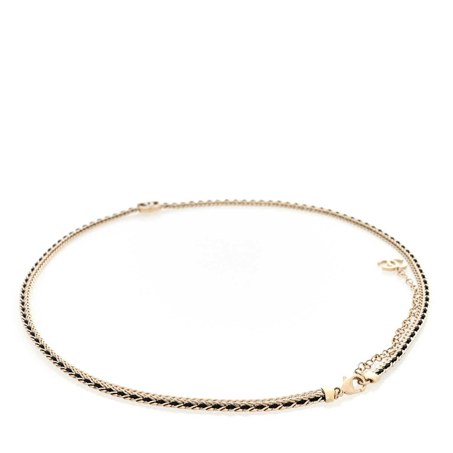 CHANEL クリスタル装飾 ブラックベルト Chanel Lambskin Crystal Chain CC Fancy Belt 75 30 Gold Black