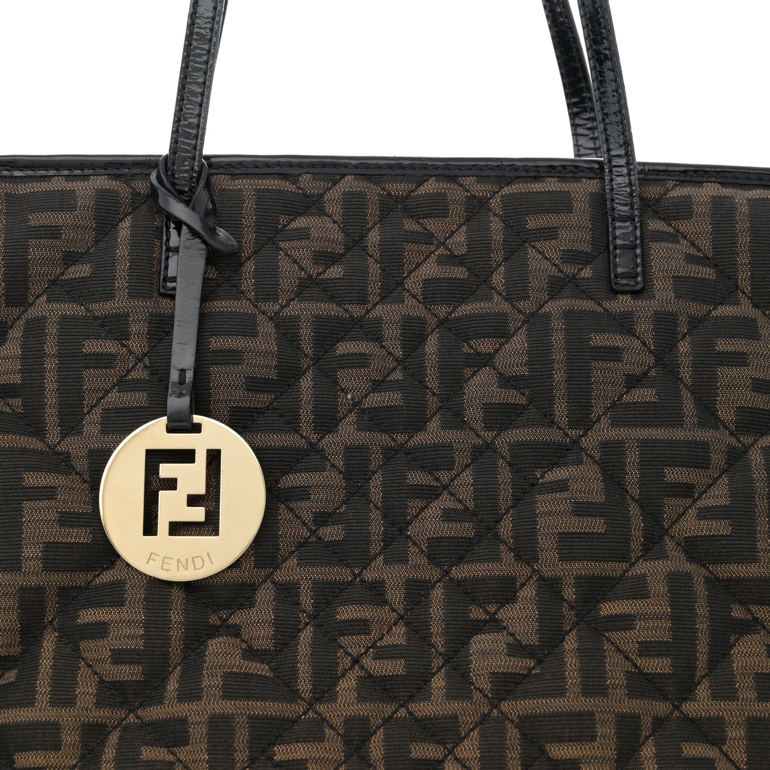 Fendi Zucca Quilted Medium Roll Tote Tobacco Black 8 of 12