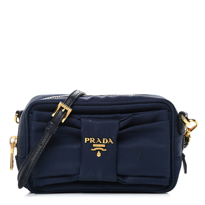 Prada Tessuto Nylon Bow Camera Bag Baltico 1 of 9
