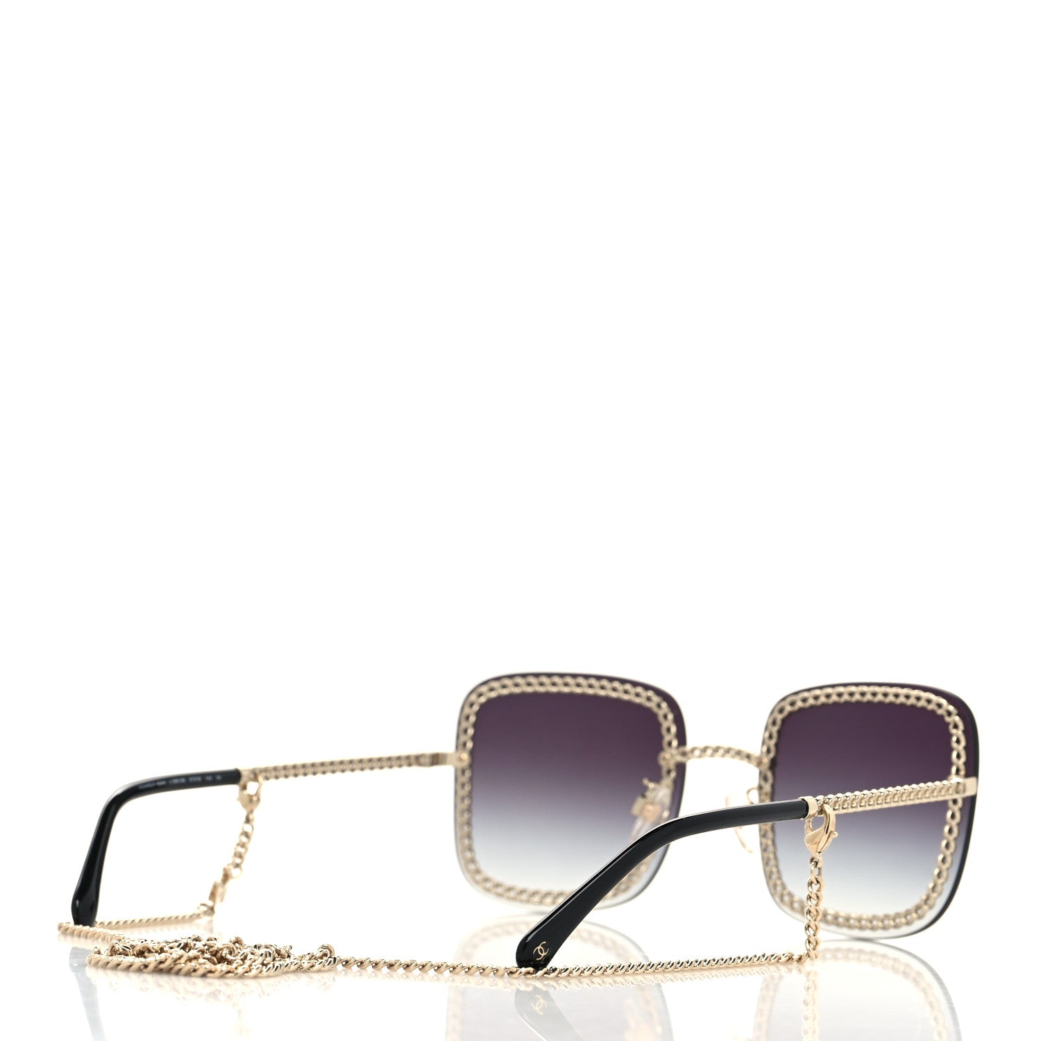 Chanel Metal Removable Chain Square Sunglasses 4244 Black 4 of 7