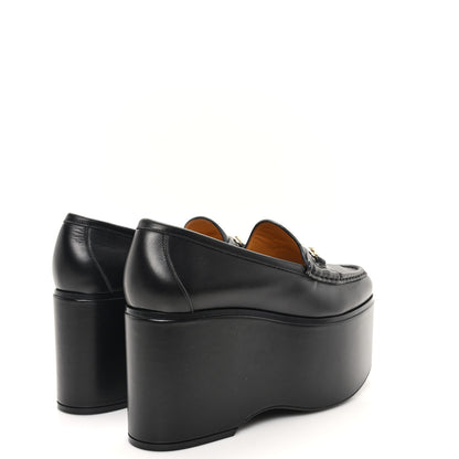 Gucci Ancora Calfskin Womens Horsebit Platform Loafers 39 Black 5 of 11