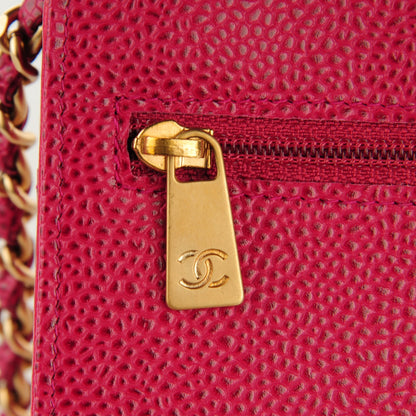 Chanel Caviar Timeless CC Wallet On Chain WOC Dark Fuchsia 9 of 9