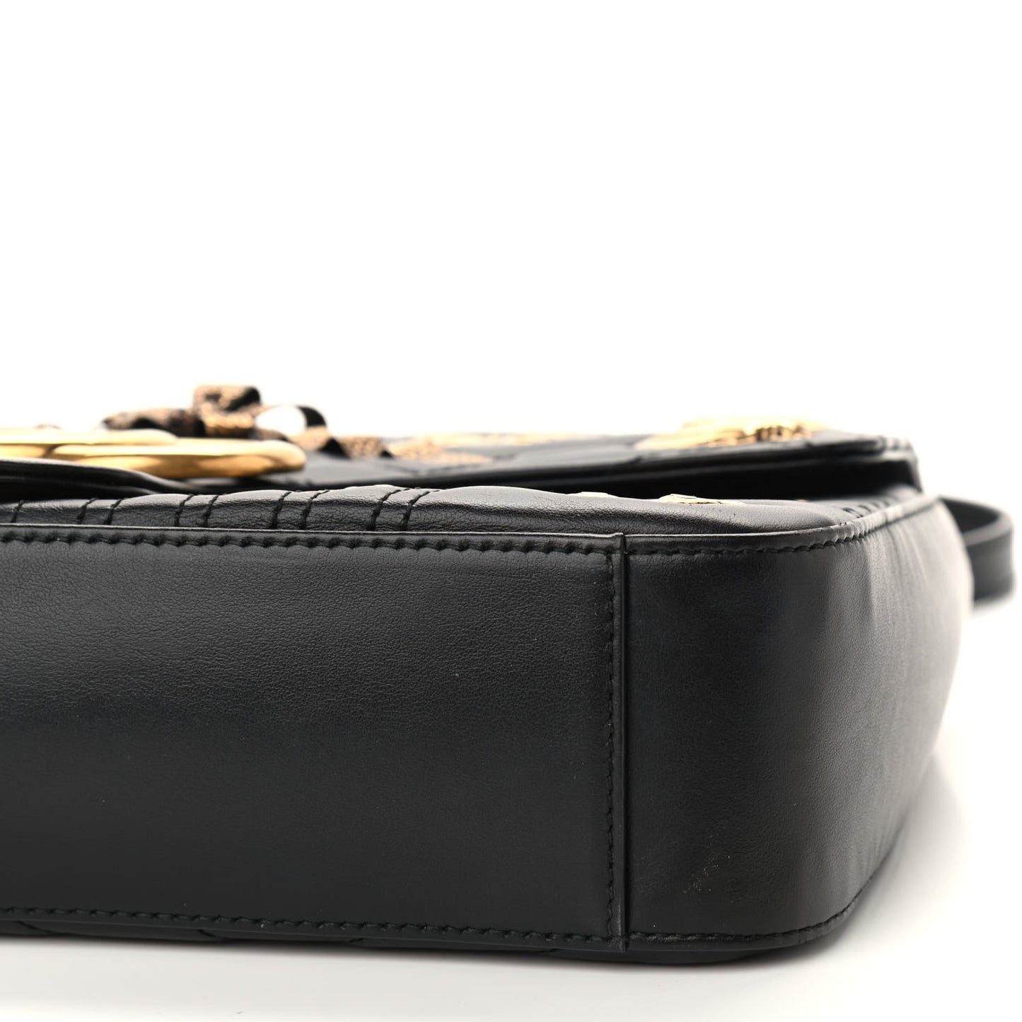 Calfskin Matelasse Animal Studs Medium GG Marmont Shoulder Bag Black