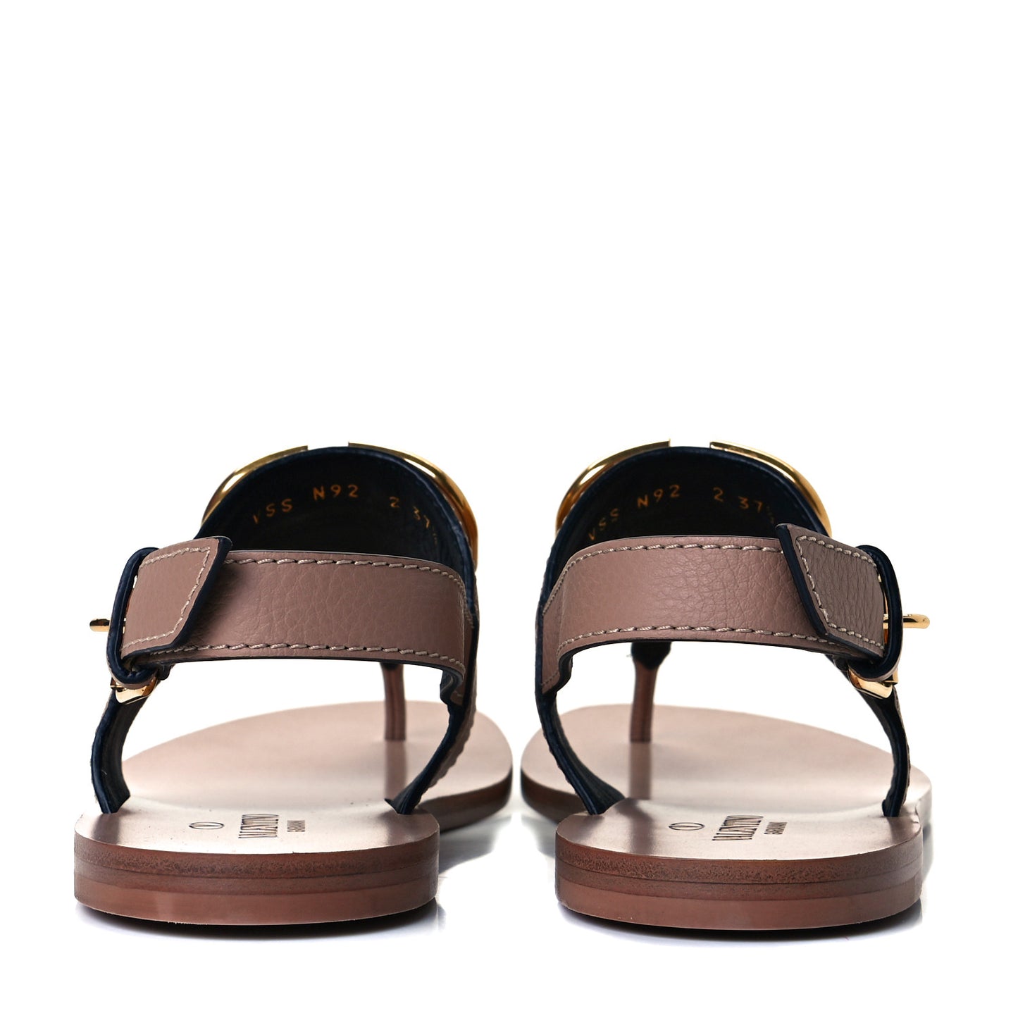 Grainy Cowhide Vlogo Slingback Flat Thong Sandals 37.5 Rose Cannelle