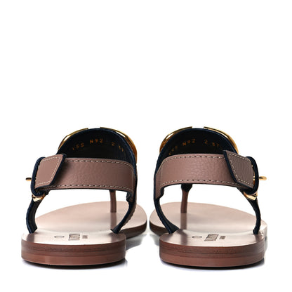 Valentino Garavani Grainy Cowhide Vlogo Slingback Flat Thong Sandals 37.5 Rose Cannelle 5 of 10