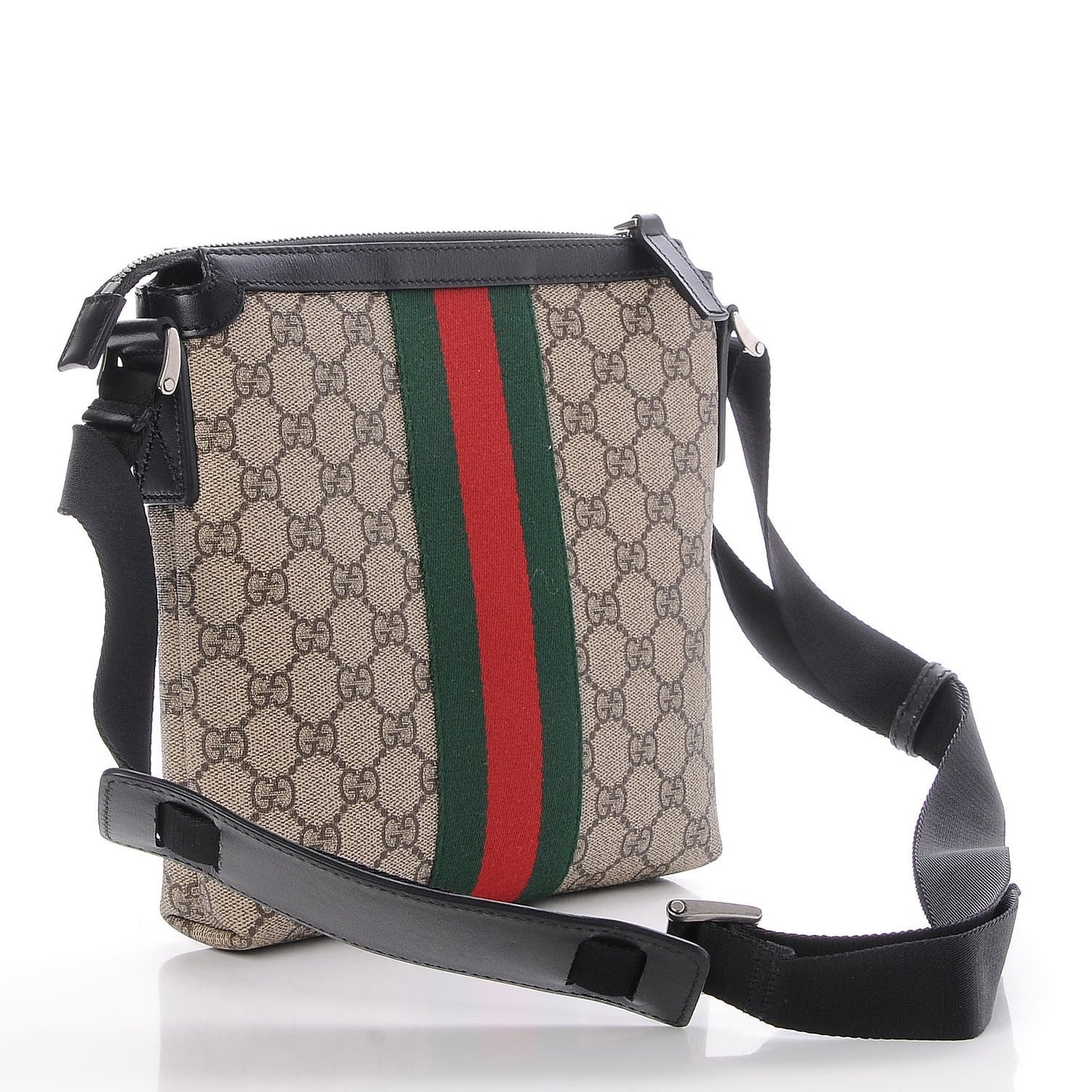 GG Supreme Monogram Web Messenger Bag Black