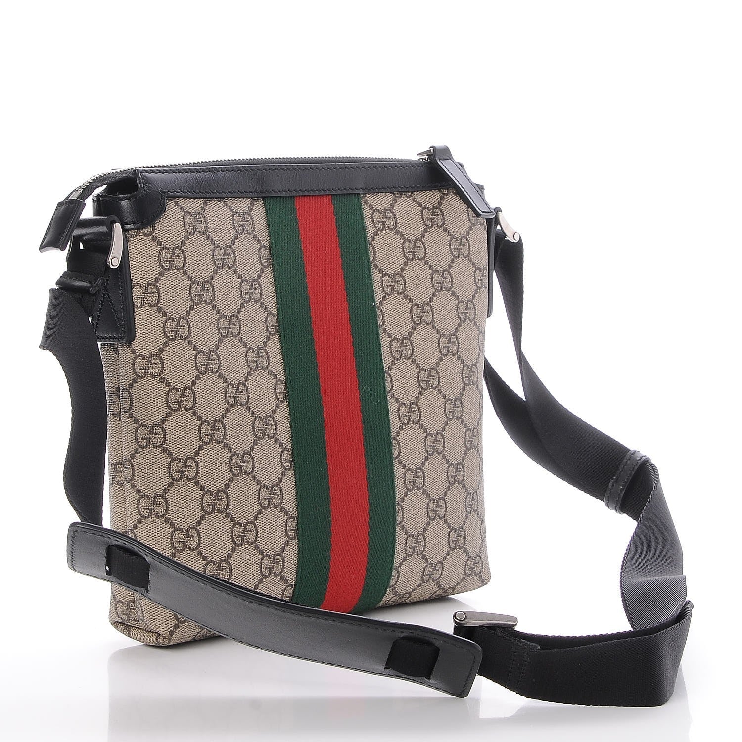 Gucci GG Supreme Monogram Web Messenger Bag Black 3 of 7