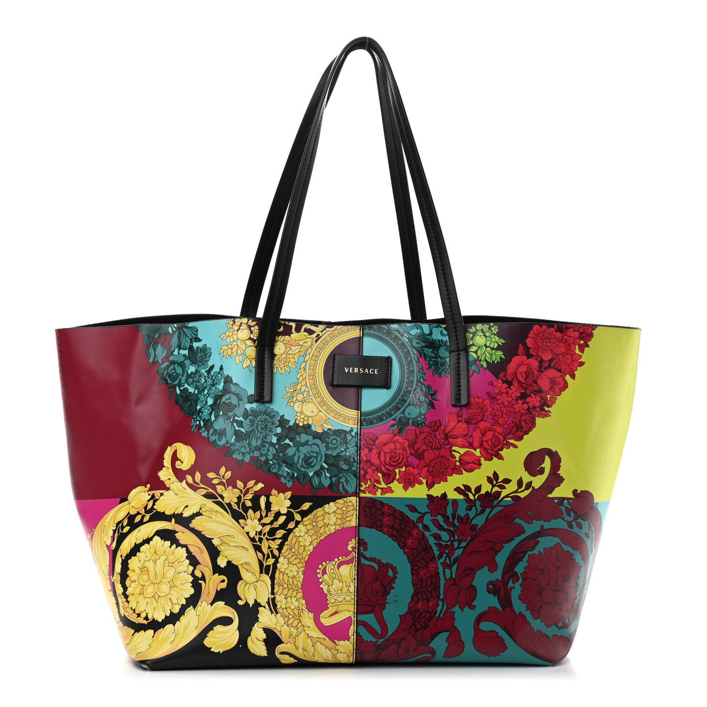 Calfskin Voyage Barocco Print Tote Bag Multicolor