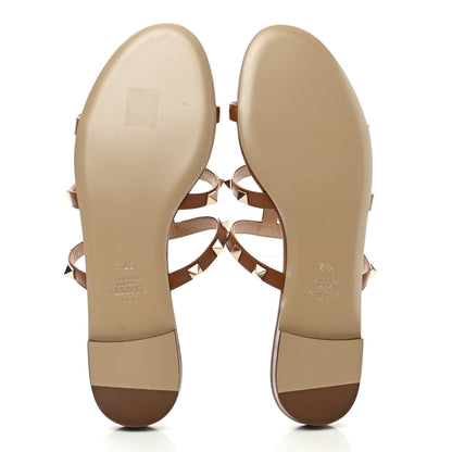 Valentino Garavani Nappa Rockstud Caged Flat Slide Sandals 37.5 Cuoio 5 of 10