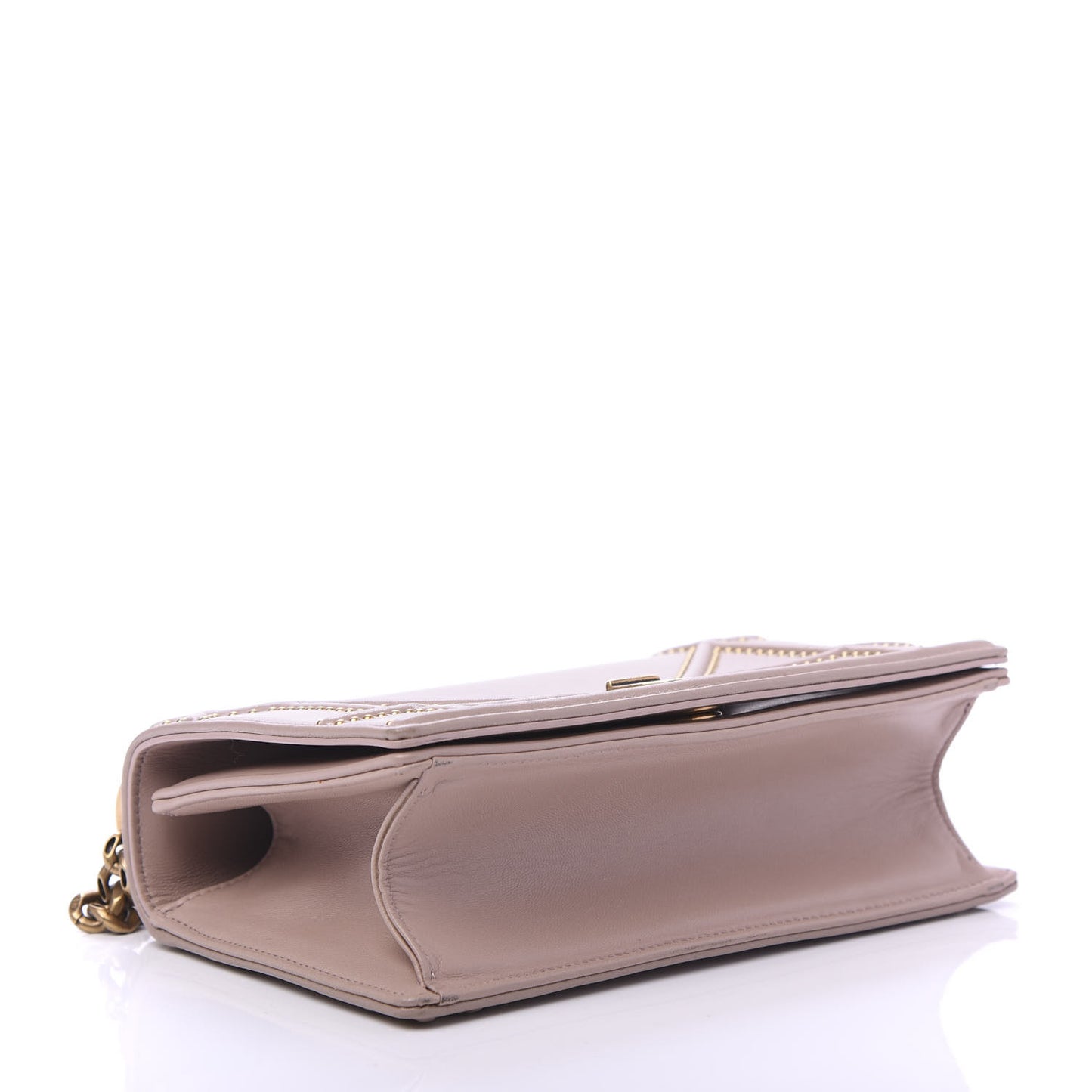 Lambskin Studded Small Diorama Flap Bag Nude