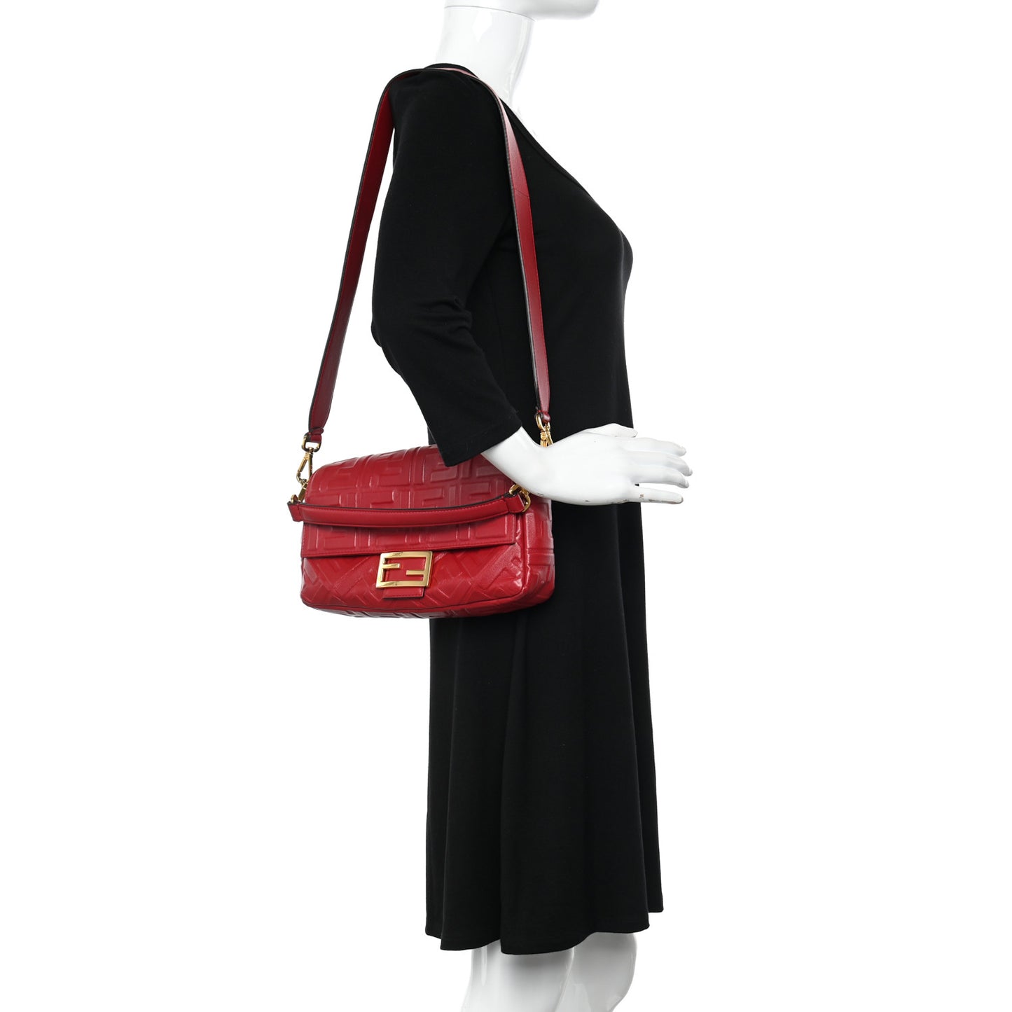 Nappa FF 1974 Embossed Baguette Fragola