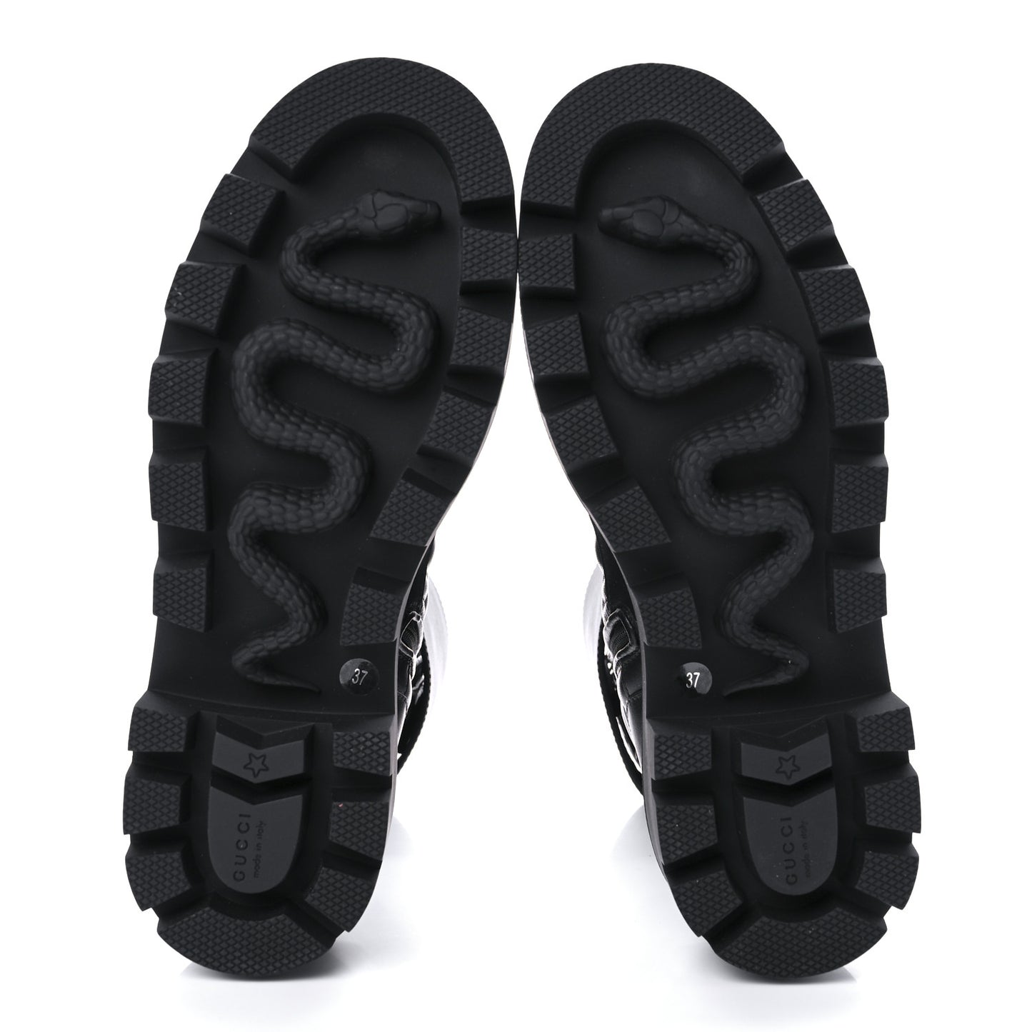 Nappa Frances GG Matelasse Platform Combat Boots 37 Black