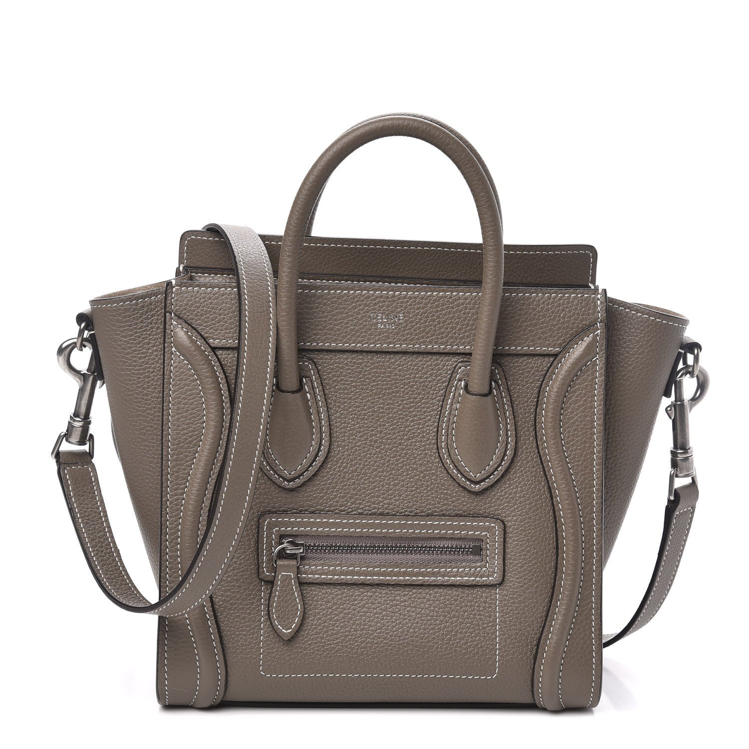 Celine Drummed Calfskin Nano Luggage Souris 1 of 10