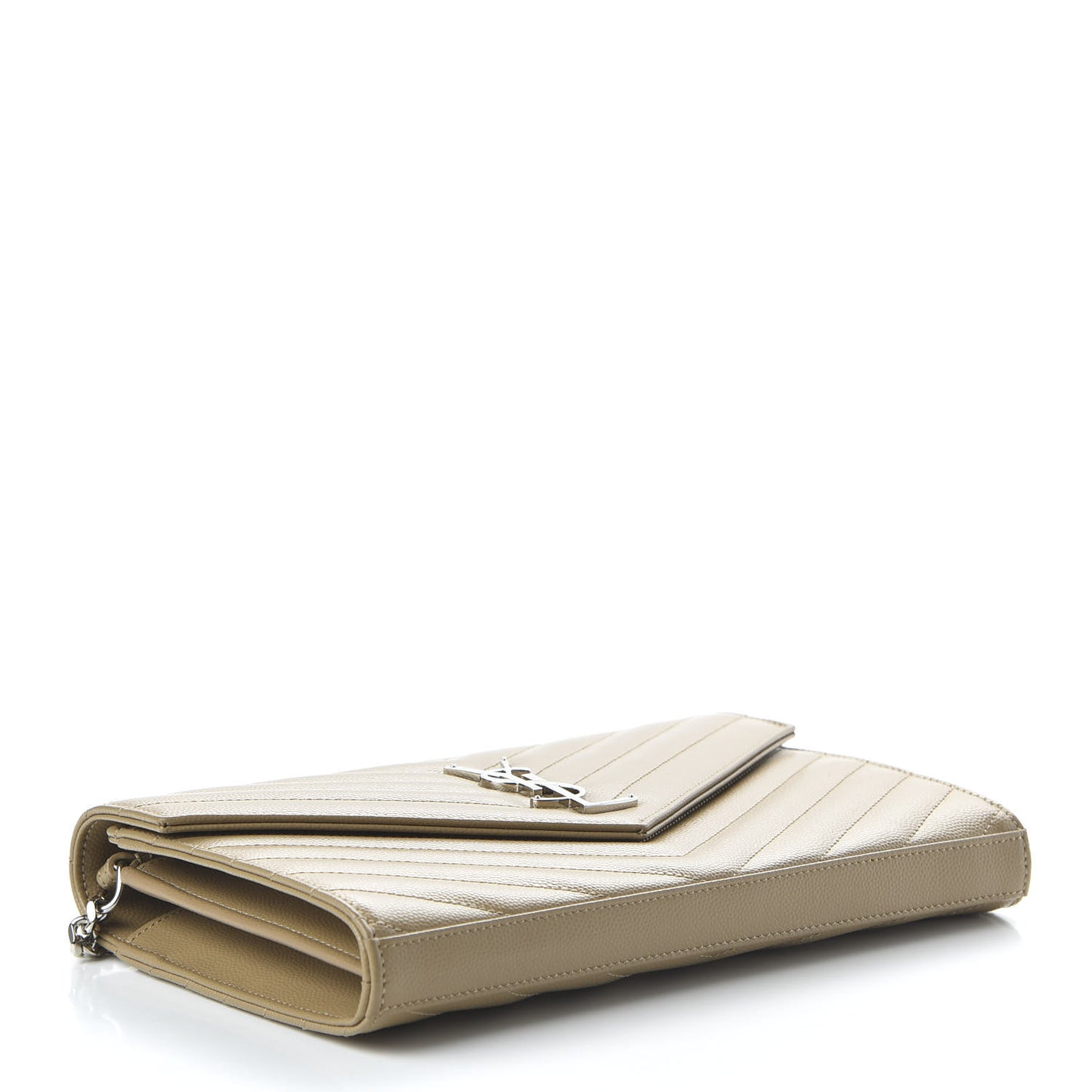 Grain De Poudre Matelasse Chevron Monogram Chain Wallet Deep Beige