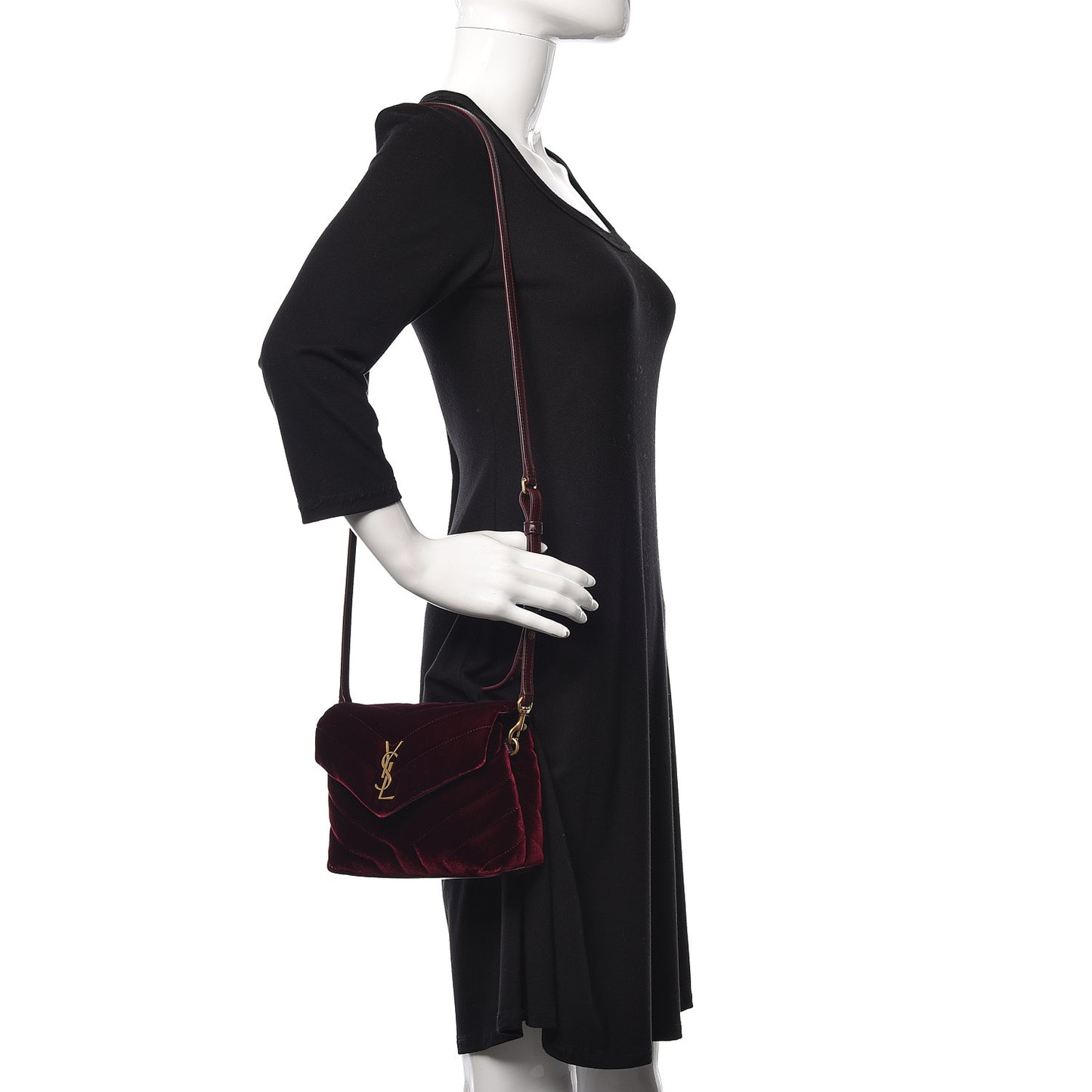 Velvet Y Quilted Monogram Toy Loulou Crossbody Bag French Burgundy