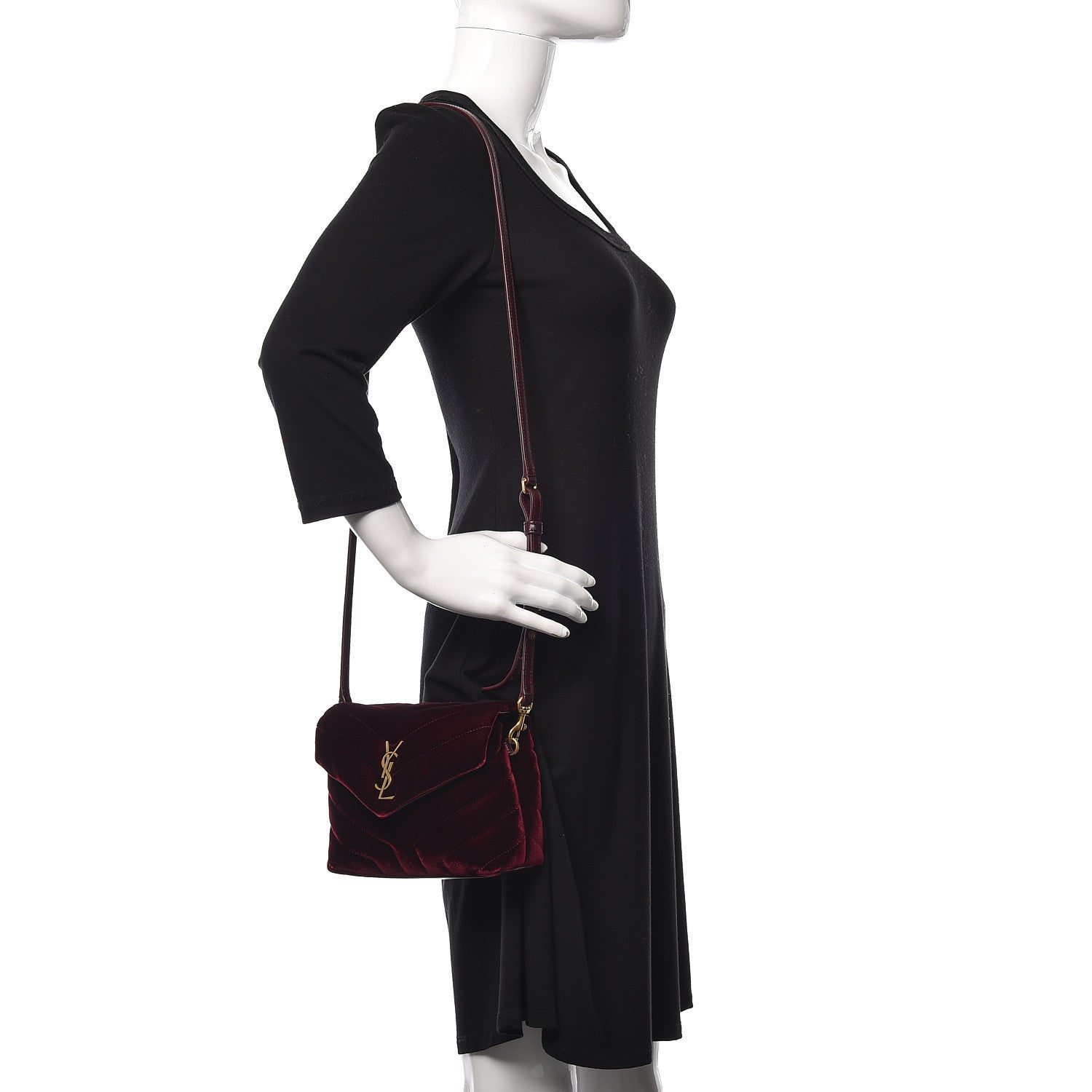 Saint Laurent Velvet Y Quilted Monogram Toy Loulou Crossbody Bag French Burgundy 2 of 12