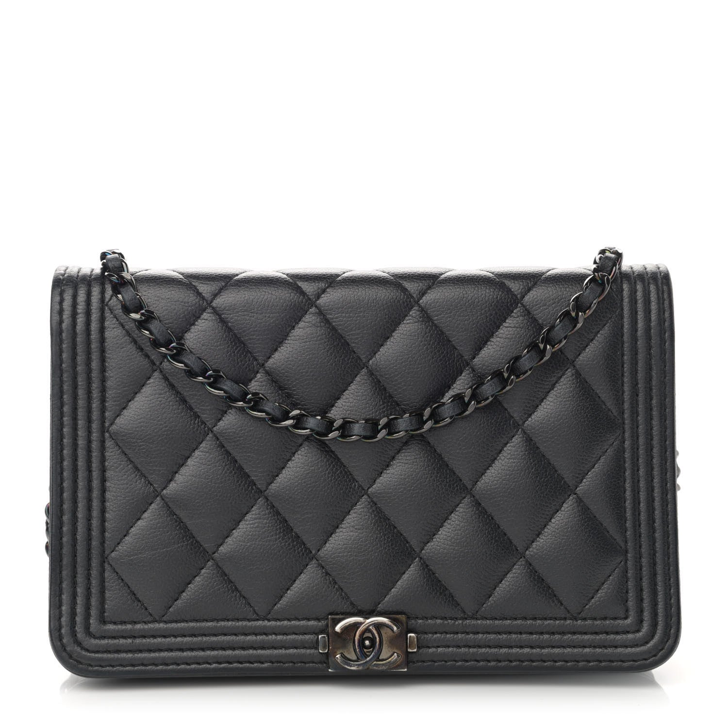 Chanel Caviar Quilted Boy Wallet On Chain WOC So Black 1 of 13