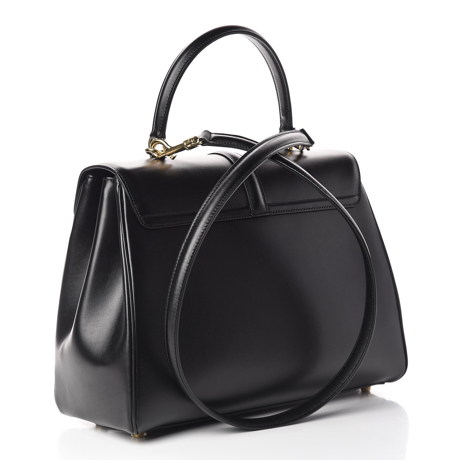 Celine Satinated Calfskin Medium 16 Top Handle Bag Black 4 of 13