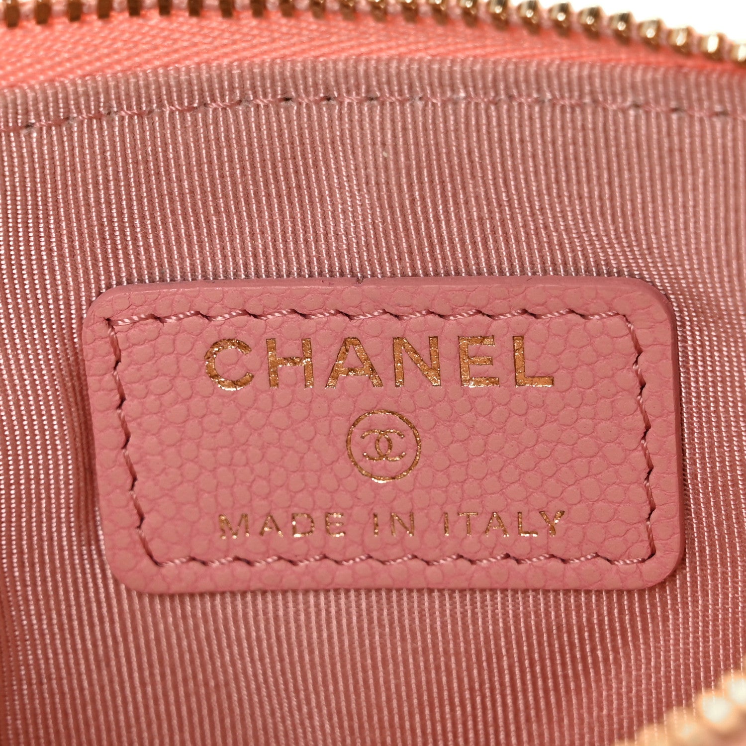 Chanel Flat Caviar Chevron Quilted Small Cosmetic Case Pink 6 of 10