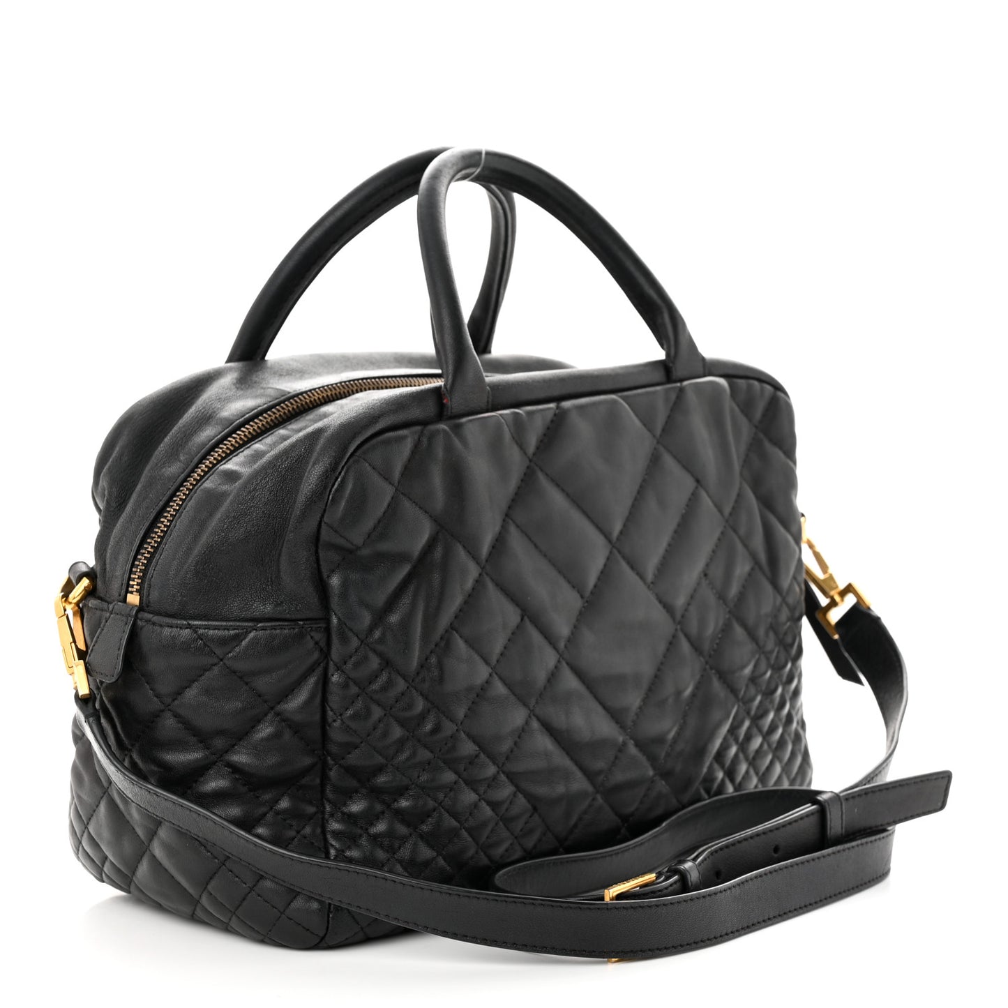 Nappa Quilted Icon Bowler Bag Black