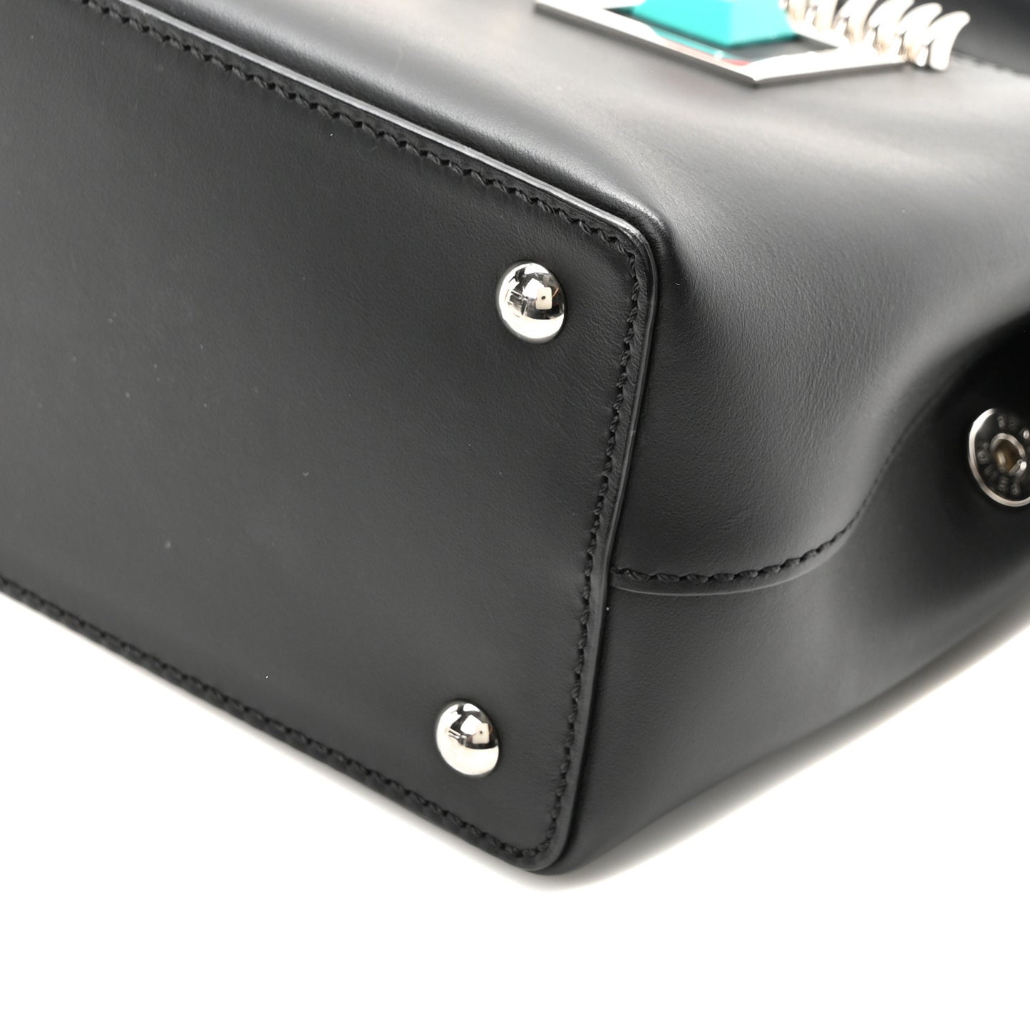 Vitello Baltico Hypnoteyes Studded Small Dotcom Click Chain Satchel Black