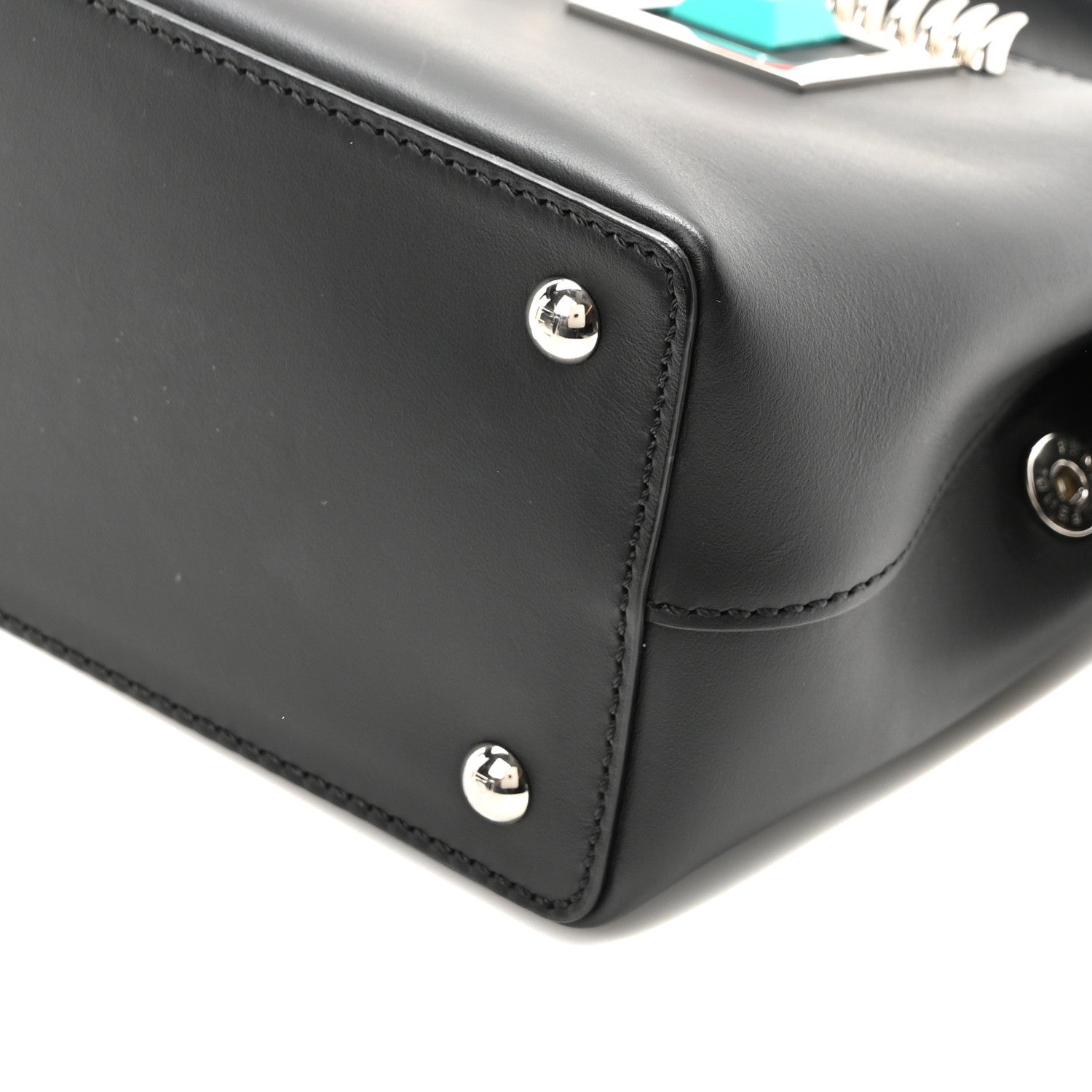 Fendi Vitello Baltico Hypnoteyes Studded Small Dotcom Click Chain Satchel Black 10 of 10