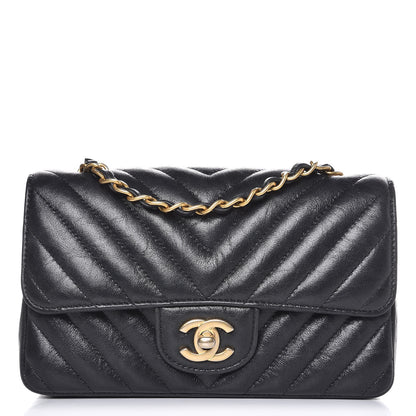 Chanel Iridescent Calfskin Chevron Quilted Mini Rectangular Flap Black 1 of 8