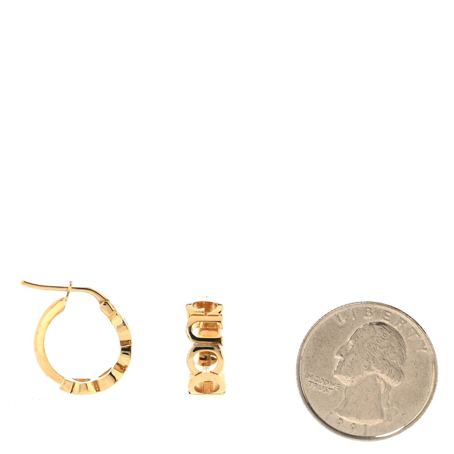 Metal GG Script Hoop Earrings Gold