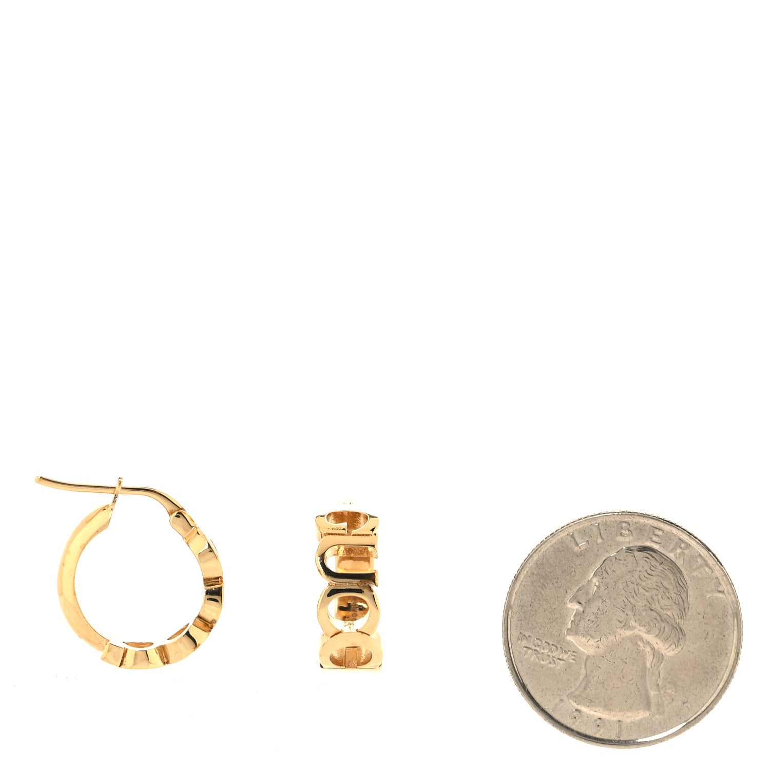 Gucci Metal GG Script Hoop Earrings Gold 2 of 4