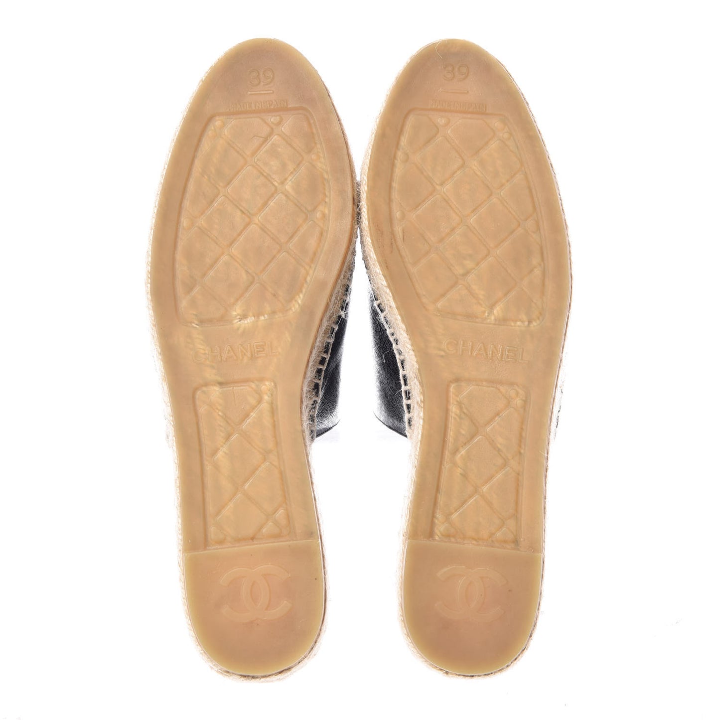 Iridescent Goatskin Patent CC Espadrille Mules 39 Black