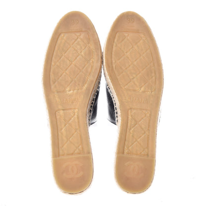 Chanel Iridescent Goatskin Patent CC Espadrille Mules 39 Black 5 of 8