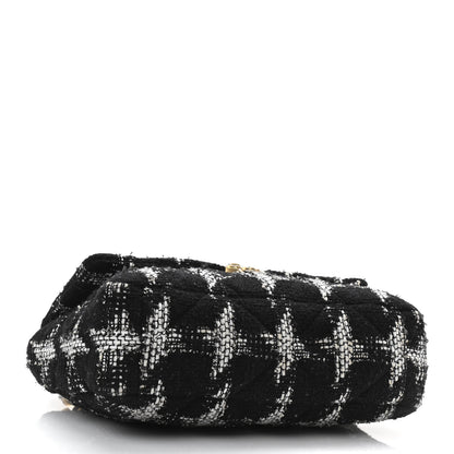 Chanel Tweed Quilted Large Chanel 19 Flap Black White 4 of 10