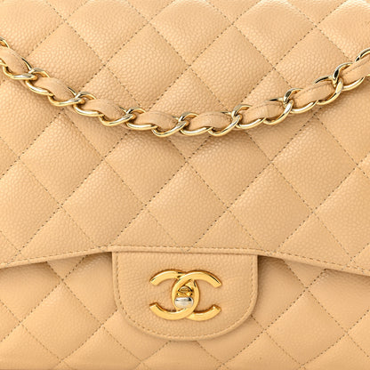 Chanel Caviar Quilted Jumbo Double Flap Beige Clair 8 of 11