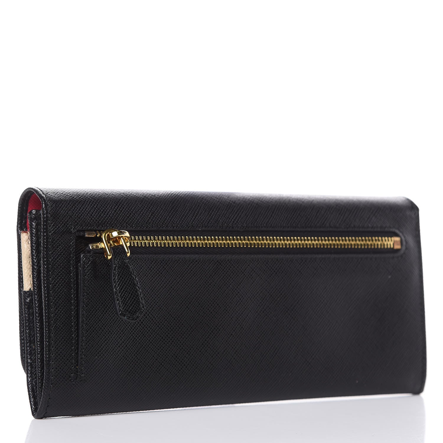 Prada Saffiano Colour Continental Flap Wallet Black 3 of 10