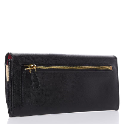Prada Saffiano Colour Continental Flap Wallet Black 3 of 10