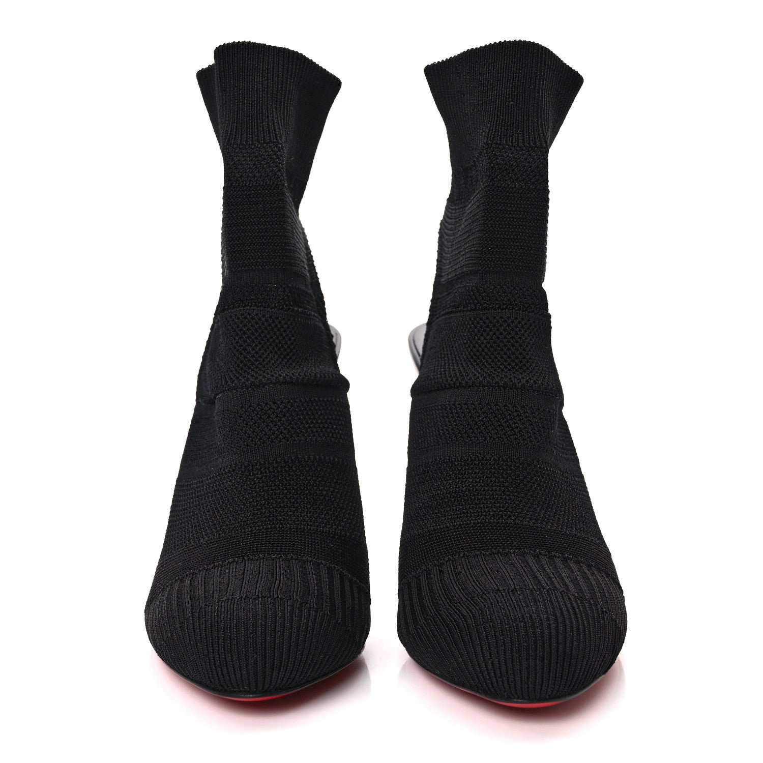 Christian Louboutin Shiny Nappa Maille Tricot Noemi 100 Ankle Boots 37.5 Black 2 of 9