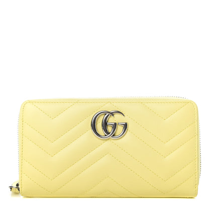 Gucci Calfskin Matelasse GG Marmont Zip Around Wallet Banana 1 of 7
