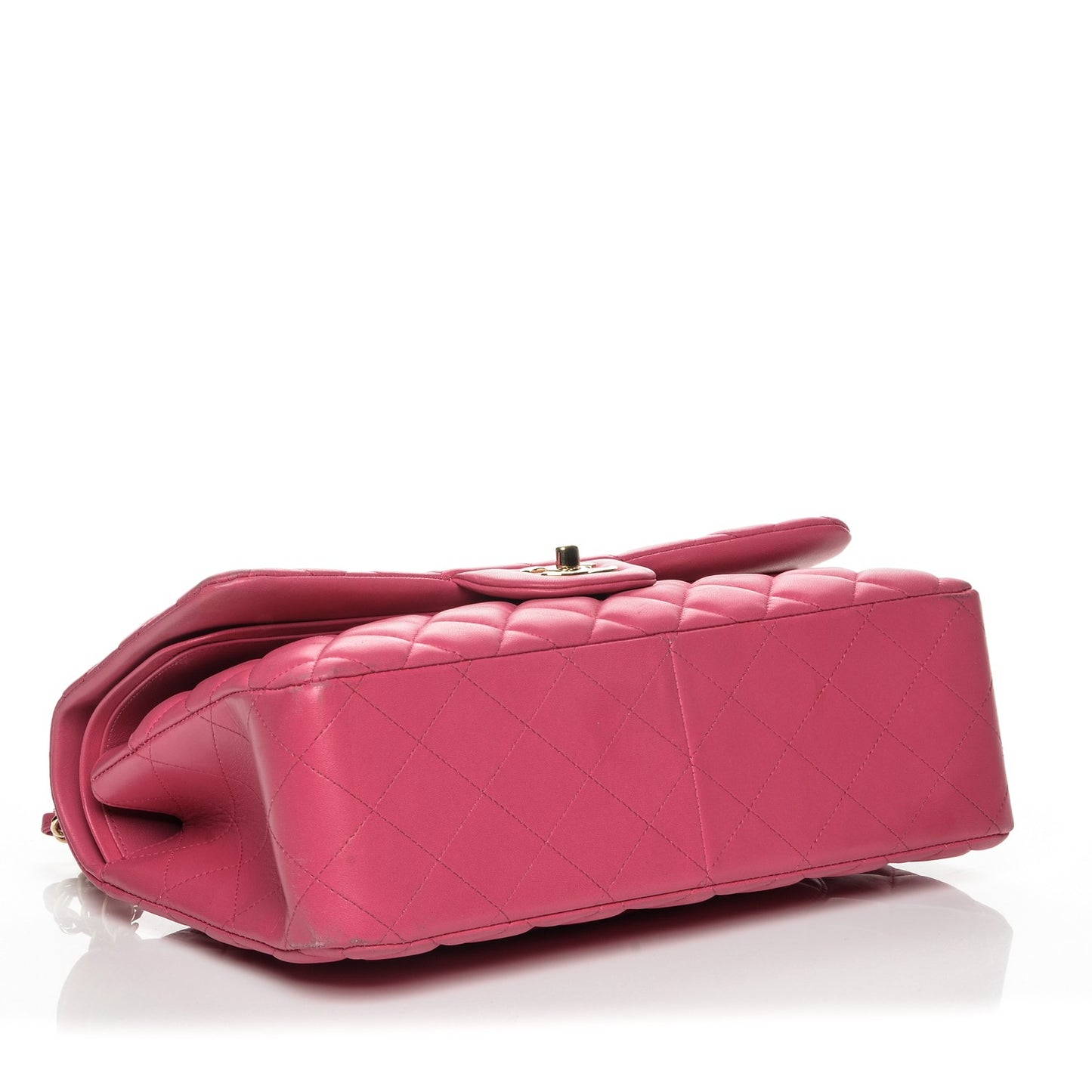 Lambskin Quilted Jumbo Double Flap Fuchsia