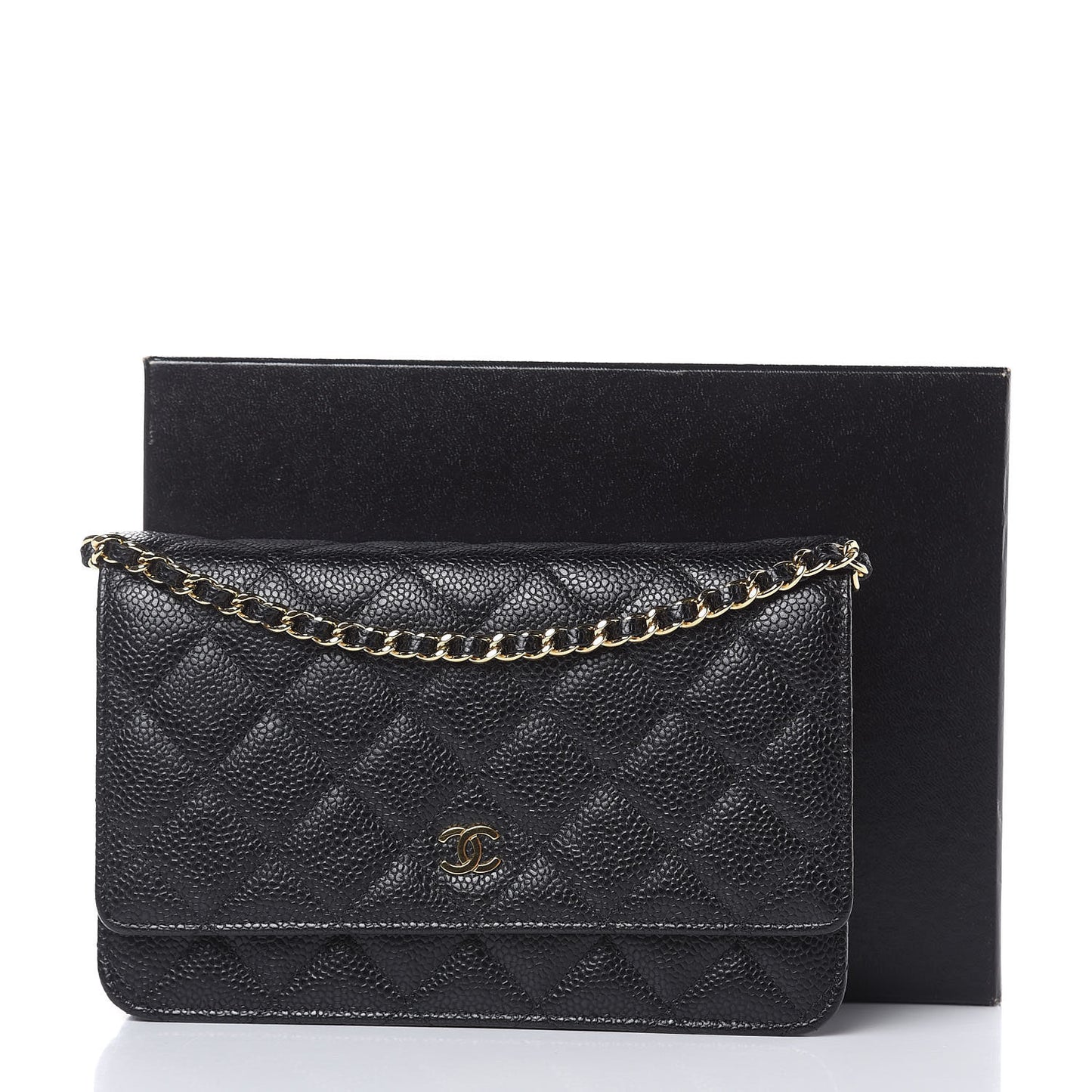 Caviar Quilted Wallet On Chain WOC Black