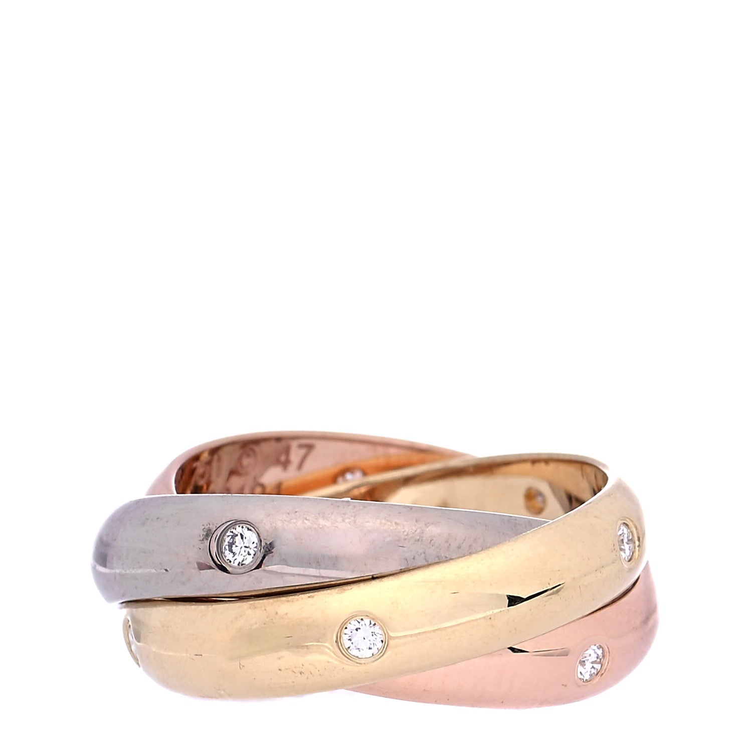 Cartier 18K Pink Yellow White Gold Diamond Trinity Ring 47 4 7 of 7