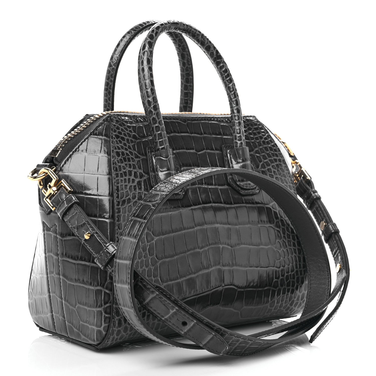 Givenchy Calfskin Crocodile Embossed Mini Antigona Storm Grey 3 of 9
