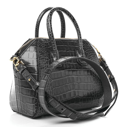 Givenchy Calfskin Crocodile Embossed Mini Antigona Storm Grey 3 of 9