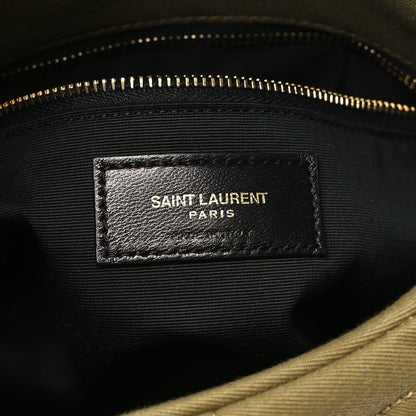 Saint Laurent Canvas Quilted Toy Loulou Puffer Monogram Chain Satchel Fir Green 6 of 10