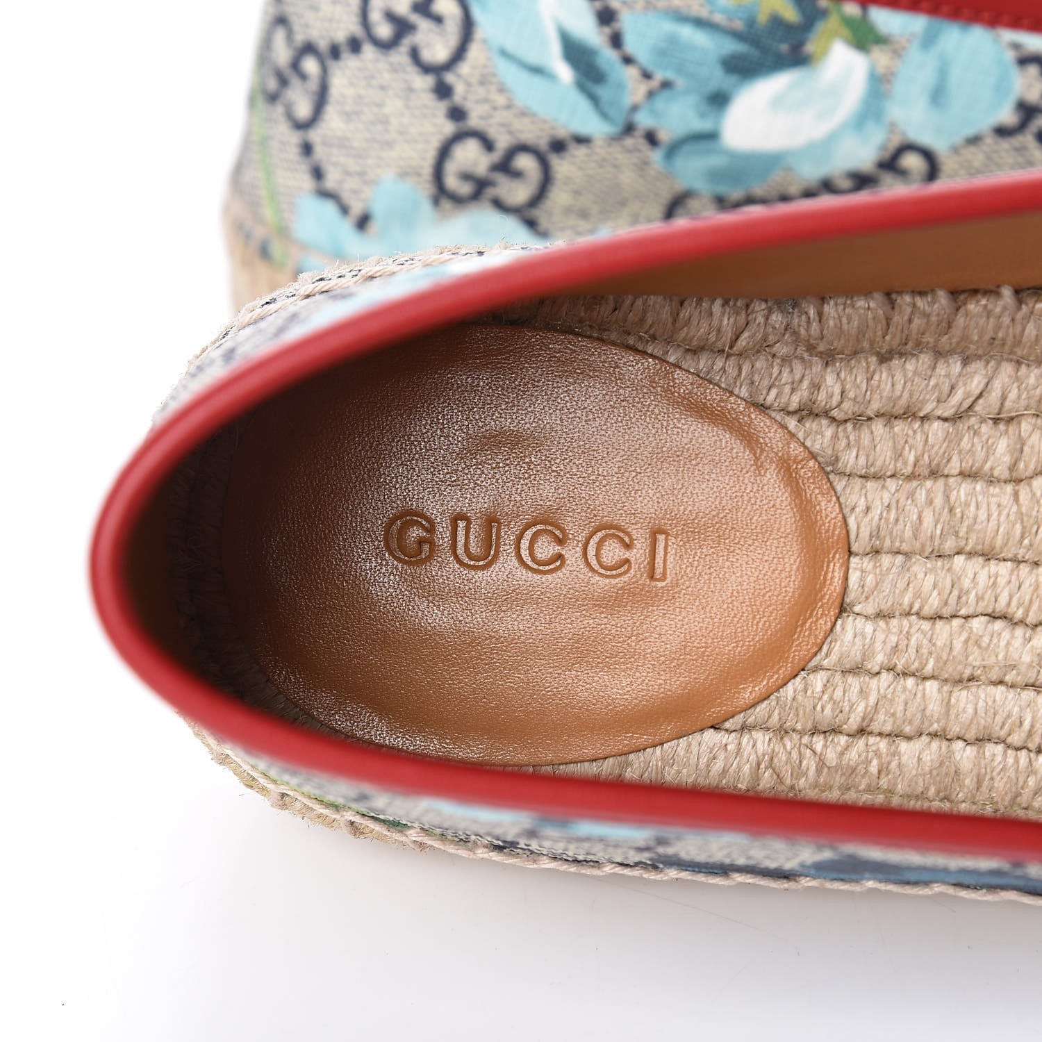 Gucci GG Supreme Monogram Blooms Espadrilles 38.5 Beige Blue Navy Hibiscus Red 7 of 10